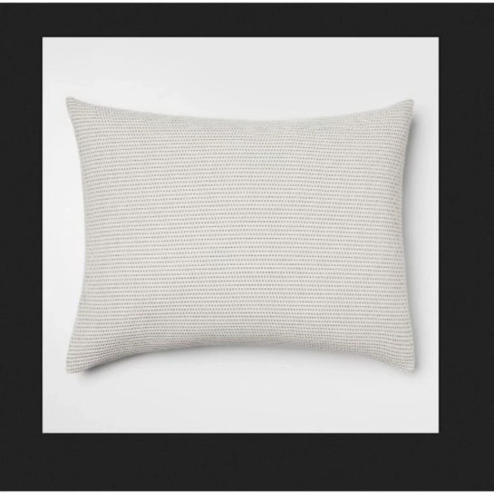 Project 62 White Dot Woven Pillow Cover Matelasse Sham reversible white gray